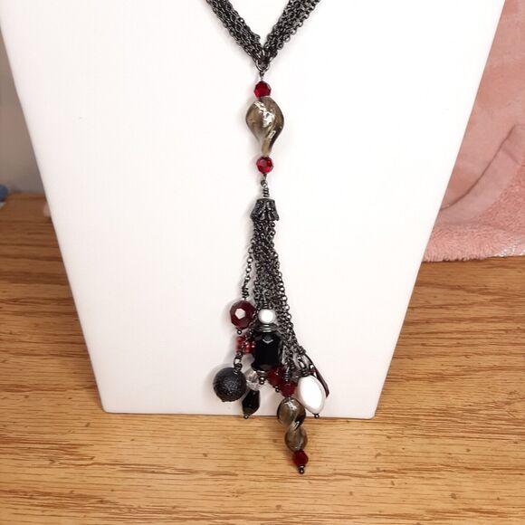 Lia Sophia "Flamenco" Y-Drop Necklace Pearl & Glass 26-29" - Picture 7 of 8